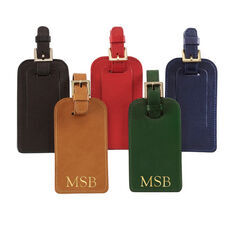 Personalised leather luggage labels